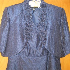 Blue Ankle length evening dress with Jacket